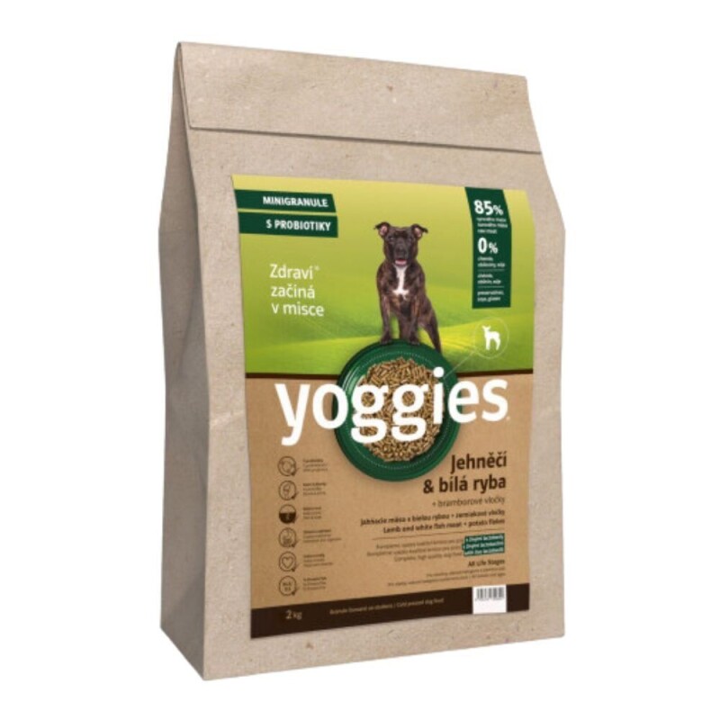 Yoggies Jehněčí maso&bílá ryba (2kg), minigranule lisované za studena s probiotiky
